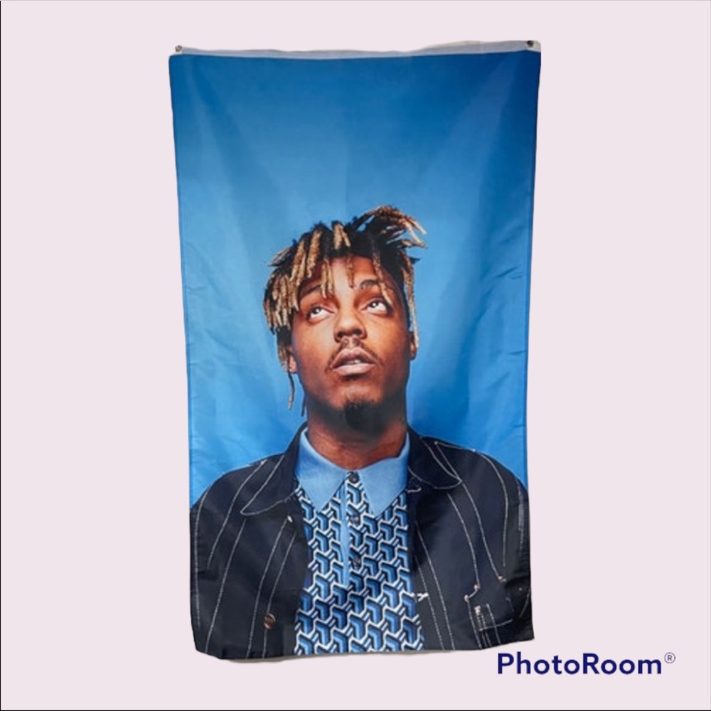 Juice wrld blue edition Flag banner tapestry music rap artists bedroom dorm
